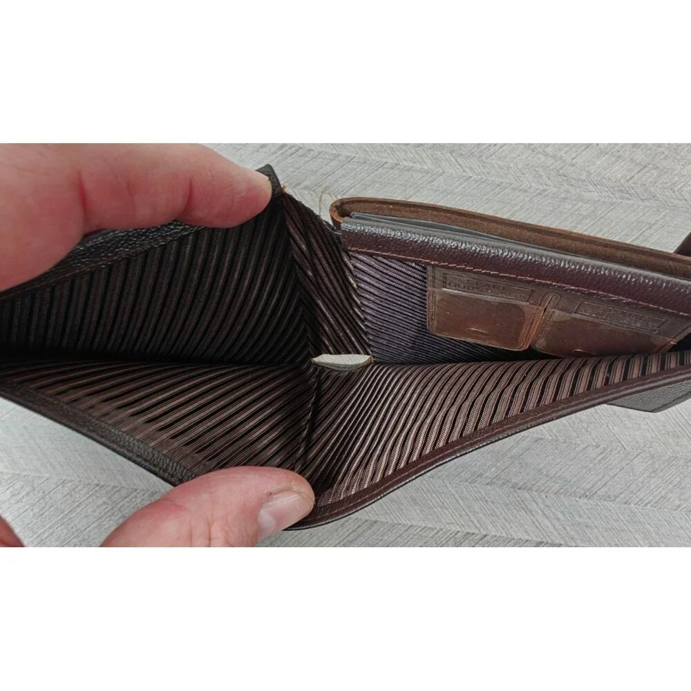 Vintage New Top Grain Cowhide Mens Bifold Wallet Brown Genuine Leather